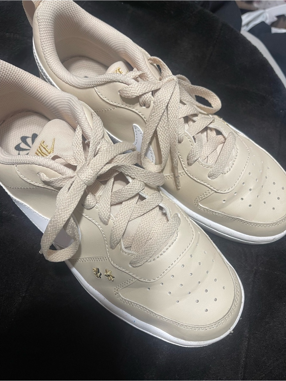 Nike Women's Cream Leather Sneakers - Beige Lace-Up